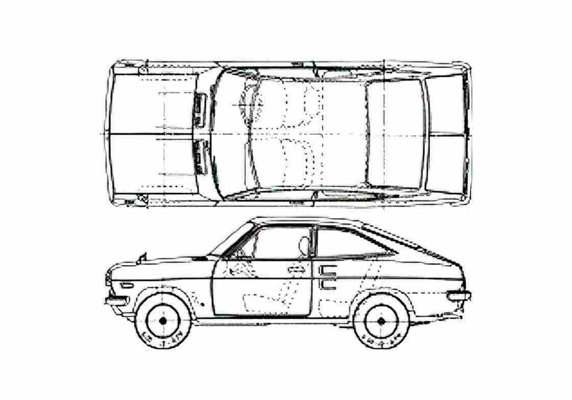 Blueprint Datsun Sunny 1200 deluxe Coupe 1972 A4 Photo Print