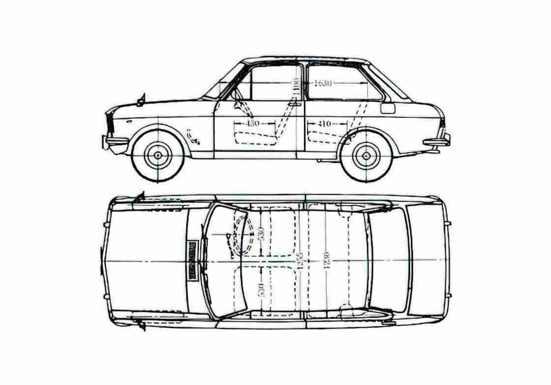 Blueprint Datsun Sunny 2 door Hatchback 1965 A4 Photo Print