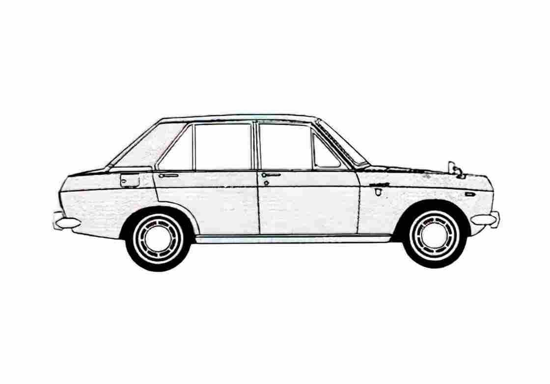Blueprint Datsun Sunny 4 door Hatchback 1965 A4 Photo Print