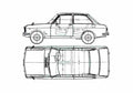 Blueprint Datsun Sunny B10 2 door Hatchback 1968 A4 Photo Print
