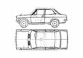 Blueprint Datsun Sunny B110 1200 4 door Hatchback 1971 A4 Photo Print