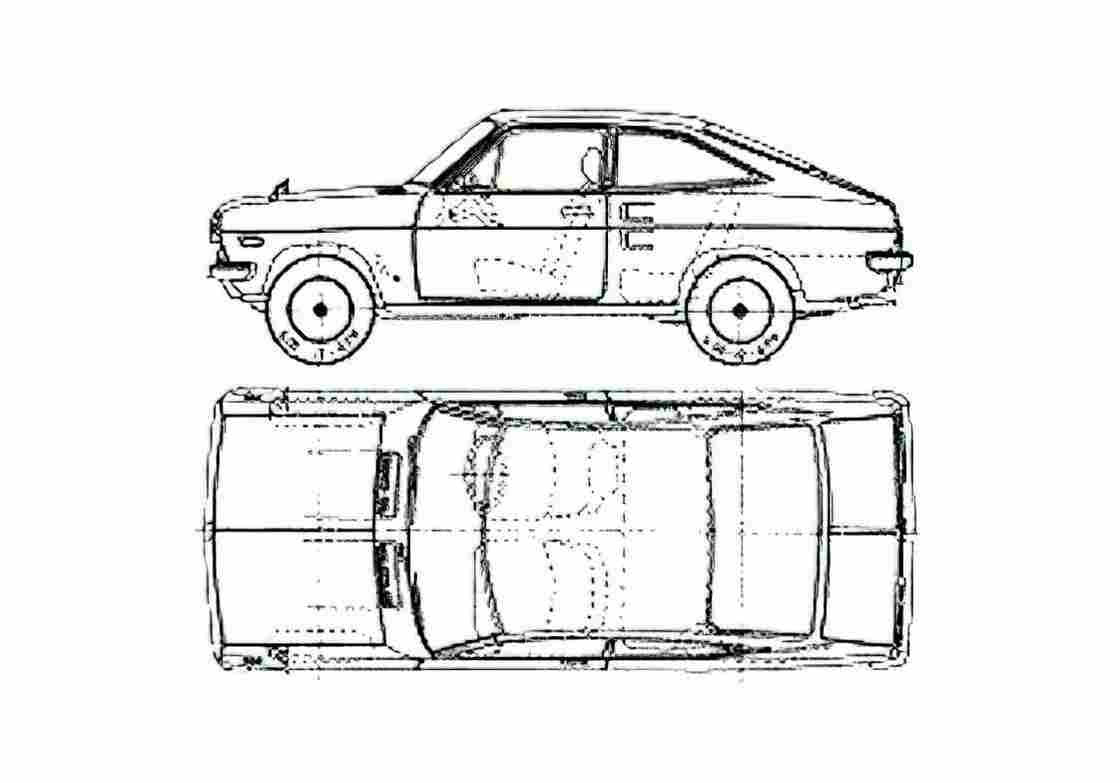 Blueprint Datsun Sunny B110 1200 Coupe 1971 A4 Photo Print