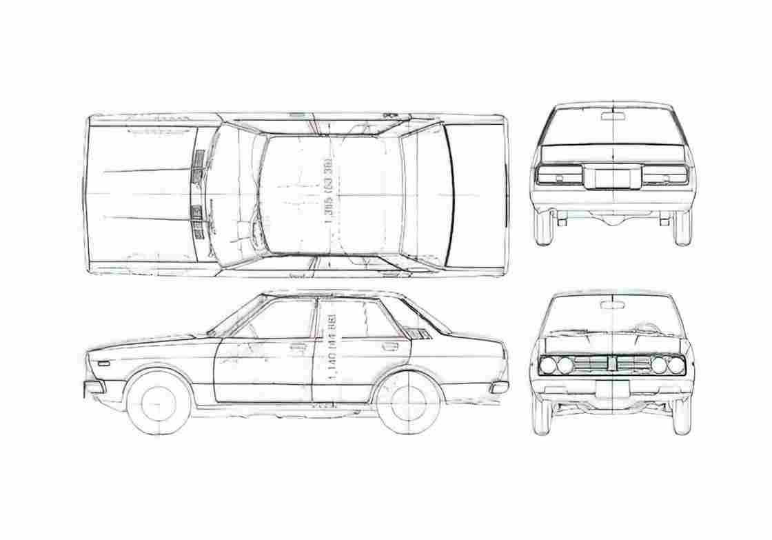 Blueprint Datsun Violet 160J Hatchback 1978 A4 Photo Print