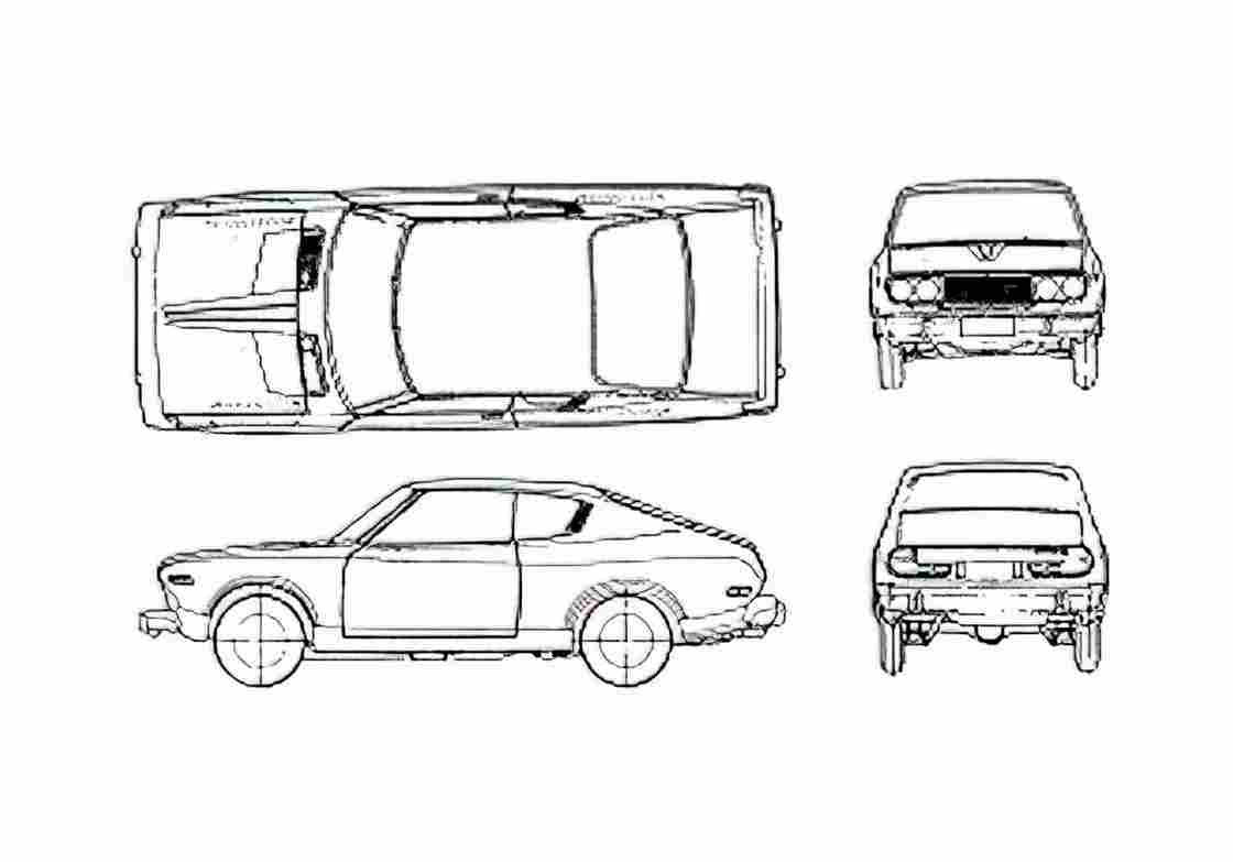 Blueprint Datsun Violet 710 Coupe 1975 A4 Photo Print