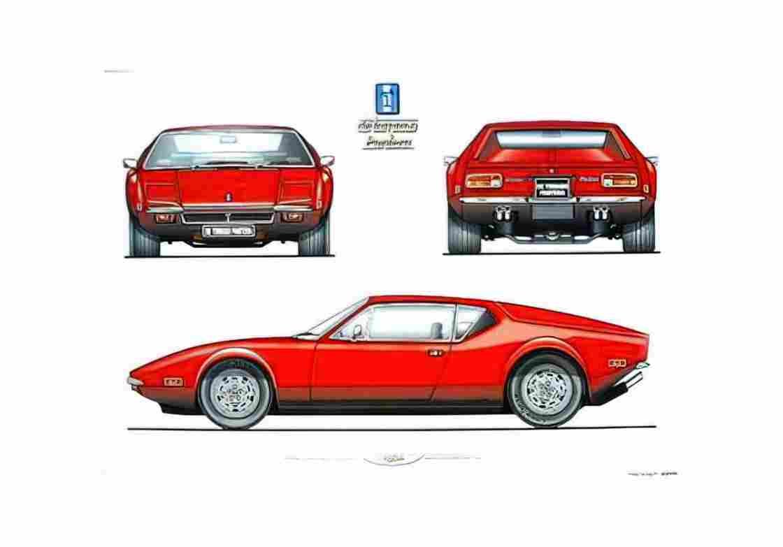 Blueprint De Tomaso Pantera Coupe 1970 A4 Photo Print