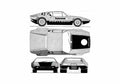 Blueprint De Tomaso Pantera Coupe 1971 A4 Photo Print