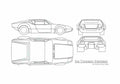 Blueprint De Tomaso Pantera Coupe 1972 A4 Photo Print