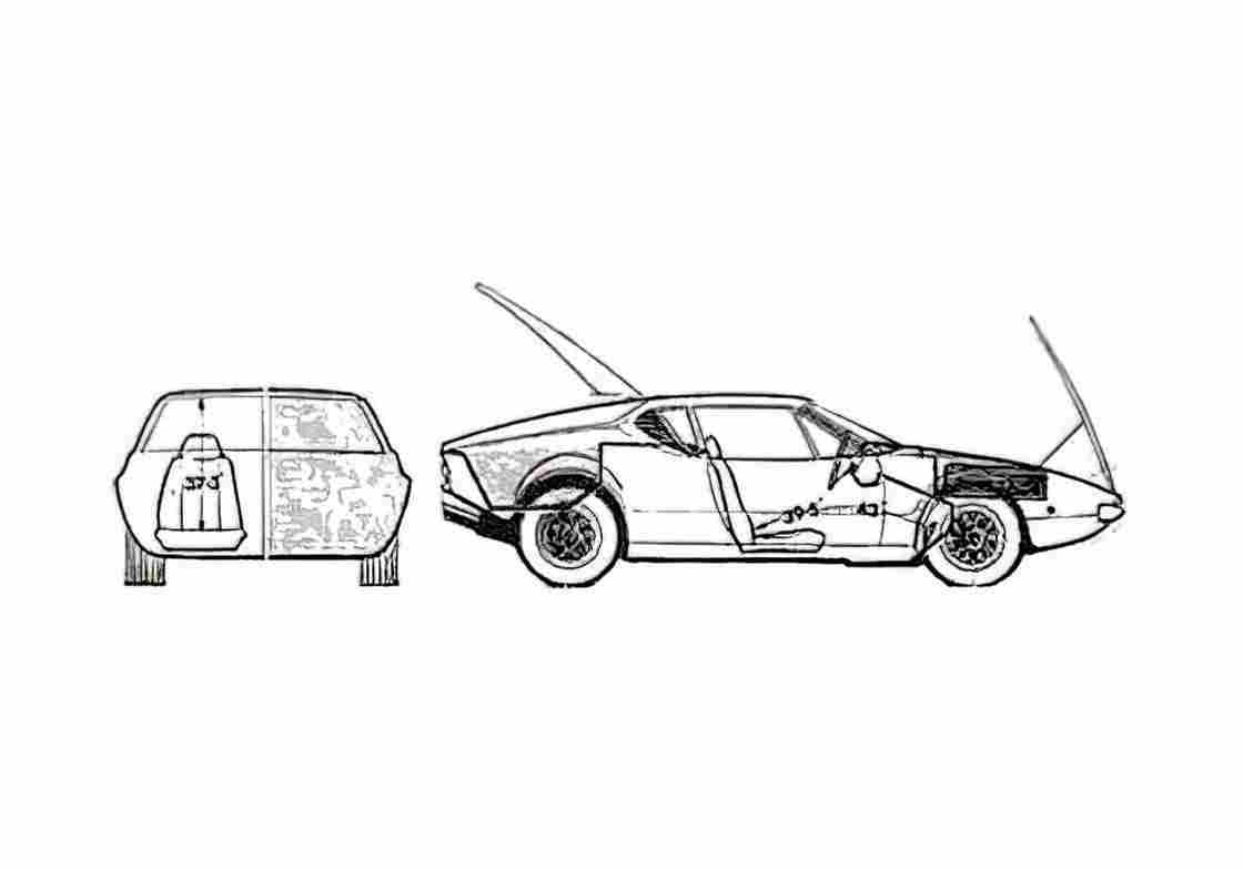 Blueprint De Tomaso Pantera Coupe 1975 A4 Photo Print