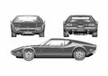 Blueprint De Tomaso Pantera L Coupe 1973 A4 Photo Print