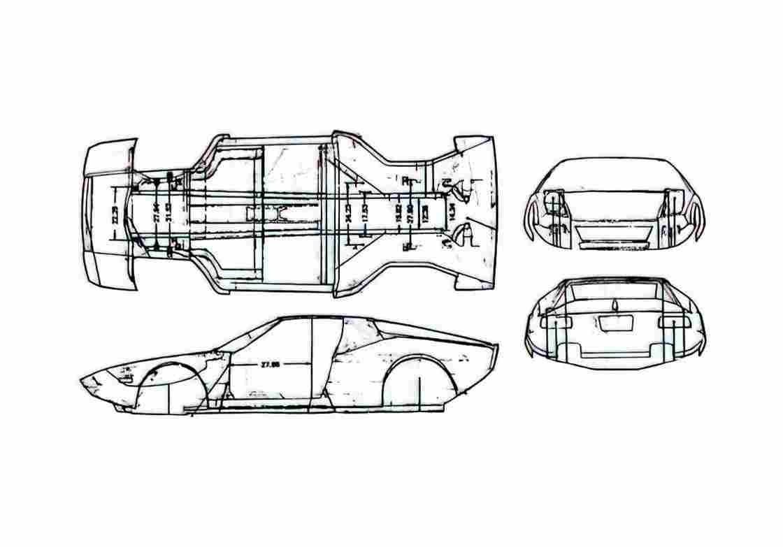 Blueprint De Tomaso Pantera chassis Coupe 1971 A4 Photo Print