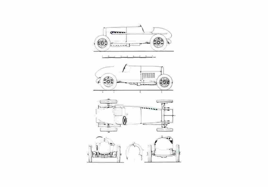 Blueprint Delage 5L OW 1922 A4 Photo Print