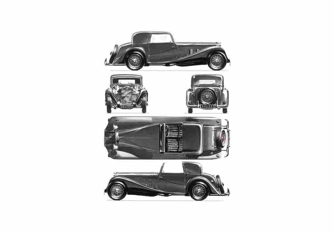 Blueprint Delage D8 SS Sedanica Coupe 1933 A4 Photo Print
