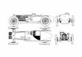 Blueprint Delage Grand Prix Cabriolet 1927 A4 Photo Print