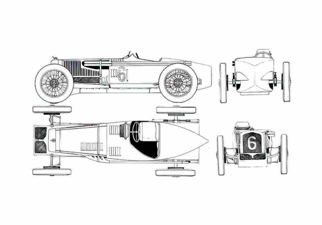 Blueprint Delage Grand Prix Cabriolet 1927 A4 Photo Print