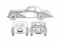 Blueprint Delahaye 135 Coupe 1935 A4 Photo Print