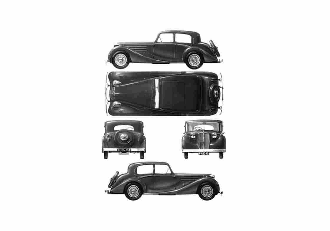 Blueprint Delahaye 135M 3.5 litre Berline Sedan 1938 A4 Photo Print