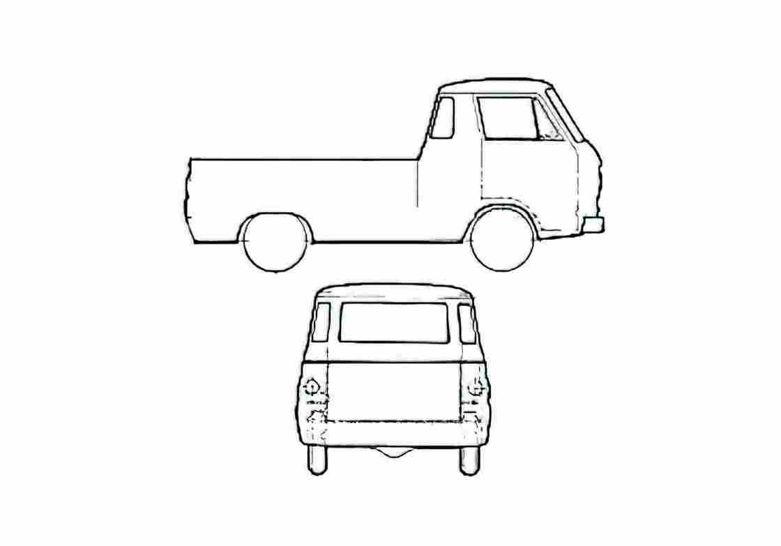 Blueprint Dodge A100 Compact Pick up 1965 A4 Photo Print