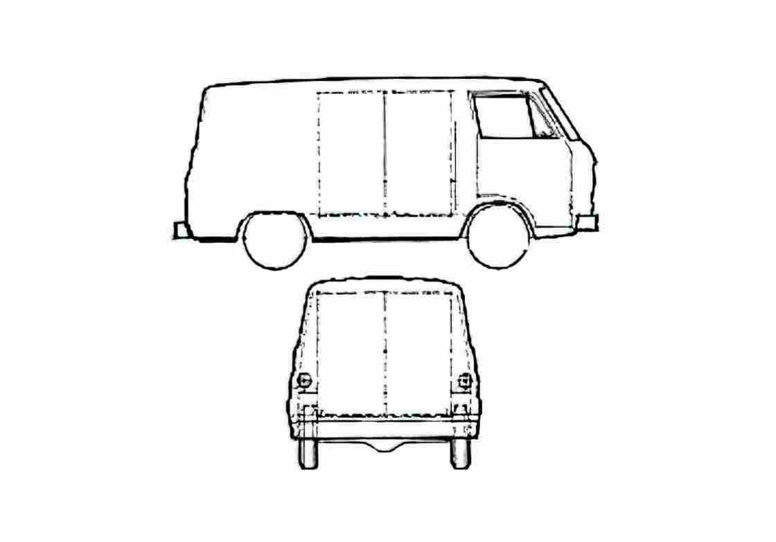 Blueprint Dodge A100 Compact Van 1965 A4 Photo Print