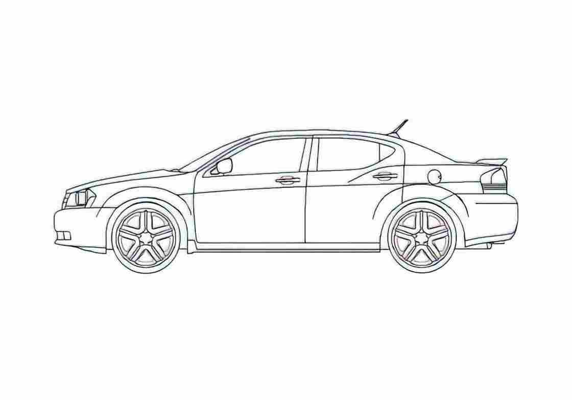 Blueprint Dodge Avenger RT Sedan 2007 A4 Photo Print