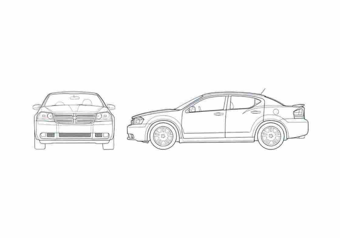 Blueprint Dodge Avenger Sedan 2008 A4 Photo Print