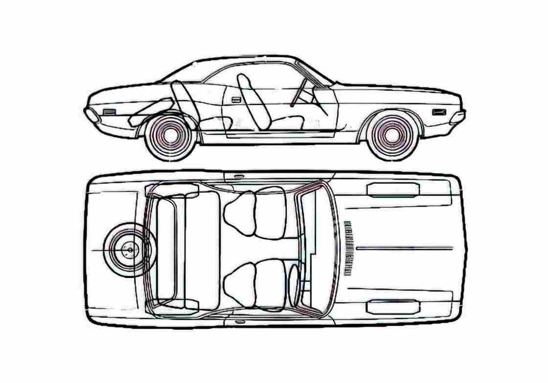 Blueprint Dodge Challenger Coupe 1972 A4 Photo Print