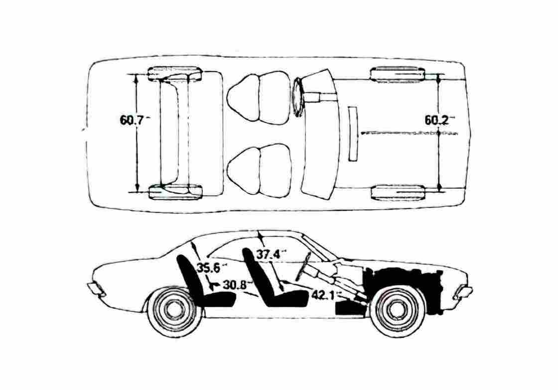 Blueprint Dodge Challenger Coupe 1974 A4 Photo Print
