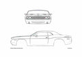 Blueprint Dodge Challenger Coupe 2008 A4 Photo Print