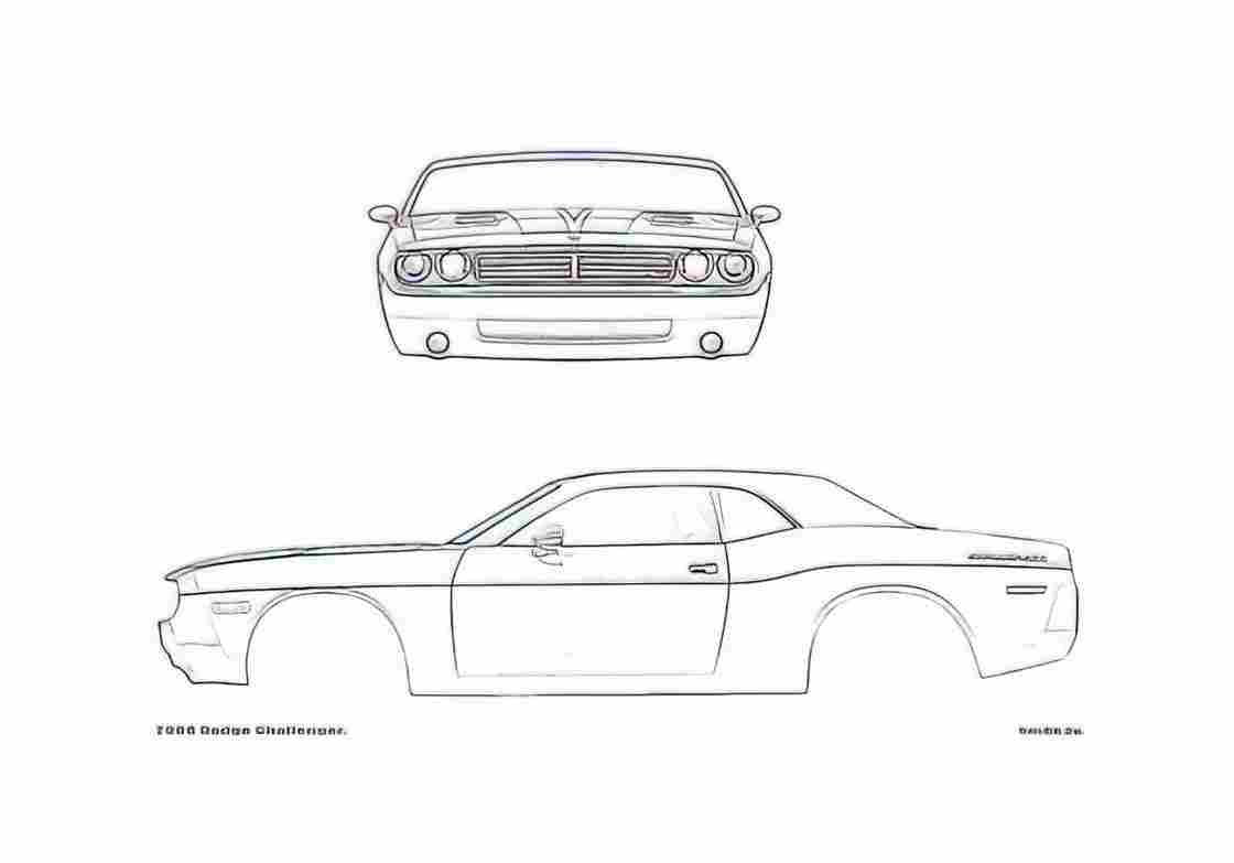 Blueprint Dodge Challenger Coupe 2008 A4 Photo Print
