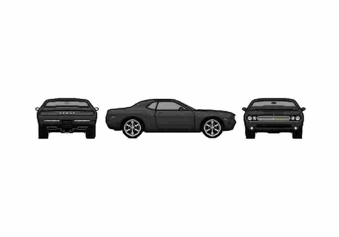 Blueprint Dodge Challenger Coupe 2009 A4 Photo Print
