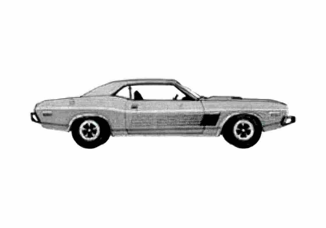 Blueprint Dodge Challenger Rallye Coupe 1974 A4 Photo Print