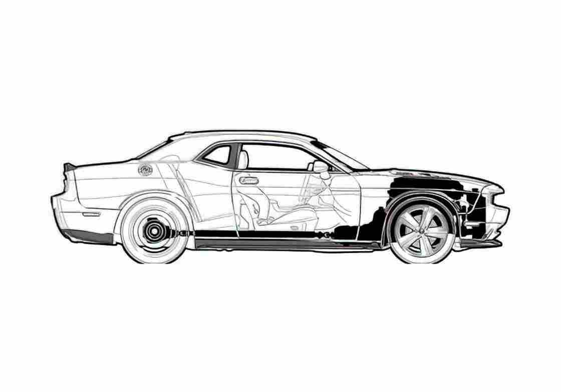 Blueprint Dodge Challenger SRT8 Coupe 2008 A4 Photo Print