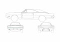 Blueprint Dodge Charger Coupe 1968 A4 Photo Print