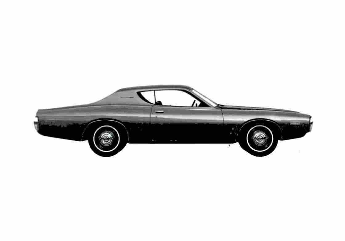 Blueprint Dodge Charger Coupe 1972 A4 Photo Print