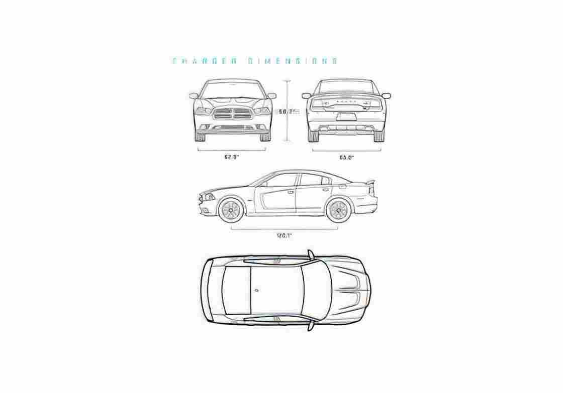 Blueprint Dodge Charger Dimension Sedan 2011 A4 Photo Print