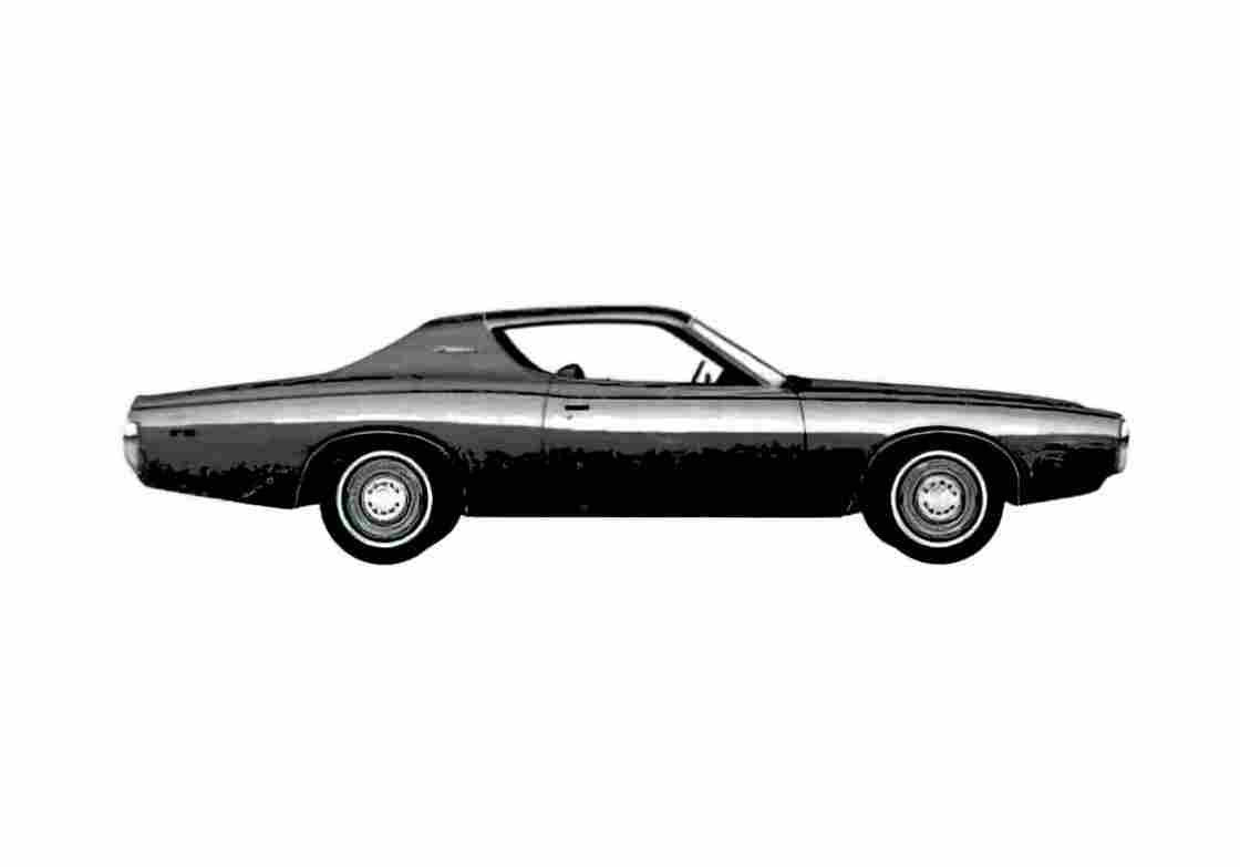 Blueprint Dodge Charger Hardtop Coupe 1972 A4 Photo Print