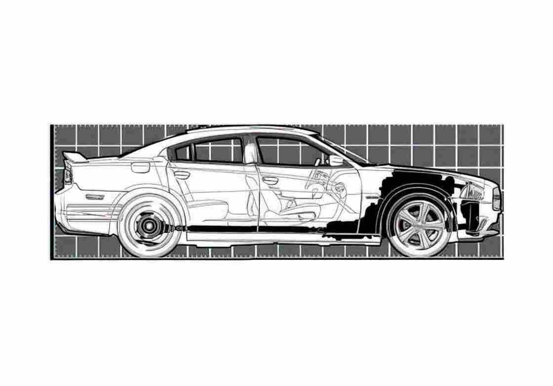 Blueprint Dodge Charger RT Sedan 2011 A4 Photo Print