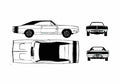 Blueprint Dodge Charger RT Targa 1969 A4 Photo Print