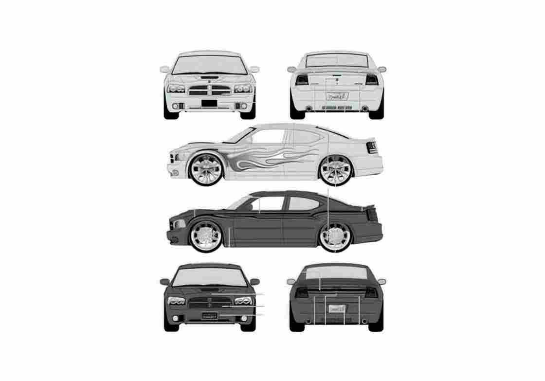 Blueprint Dodge Charger SRT8 Sedan 2006 A4 Photo Print
