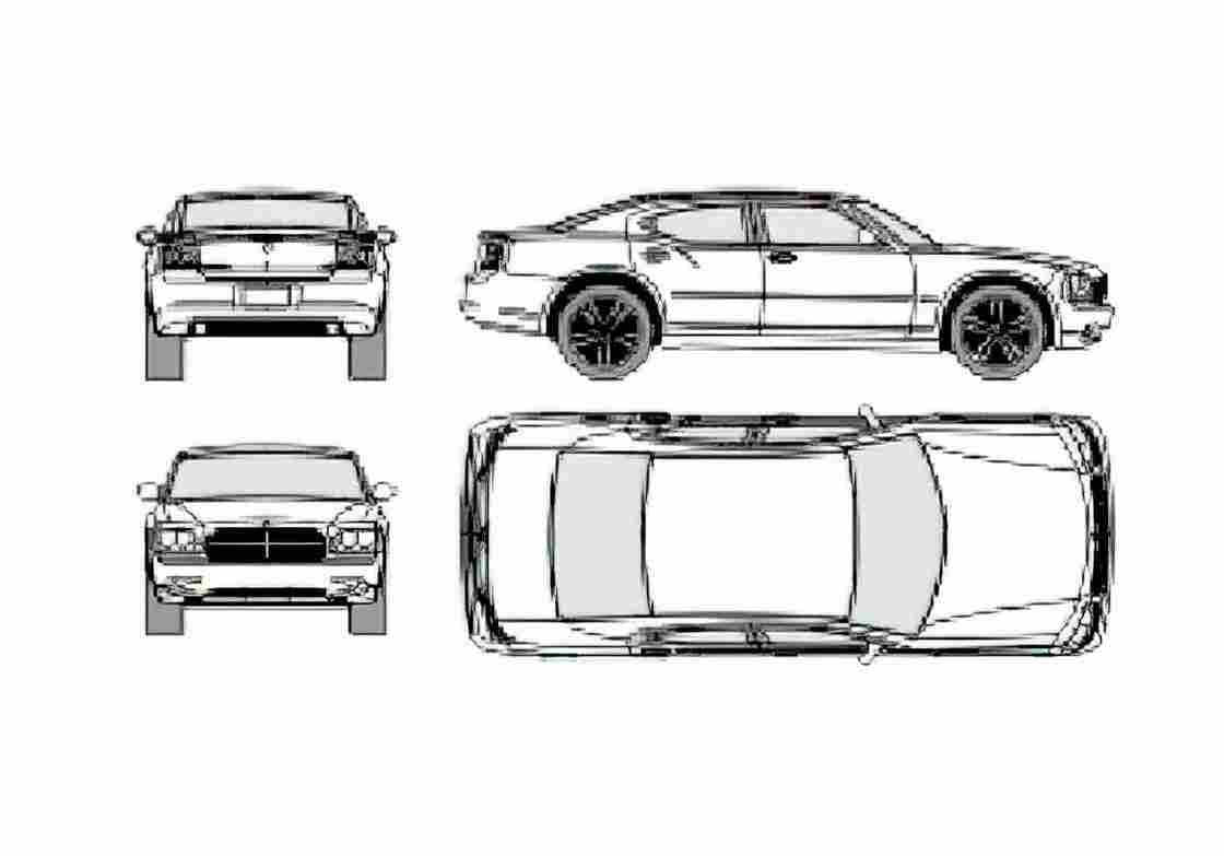 Blueprint Dodge Charger Sedan 2005 A4 Photo Print