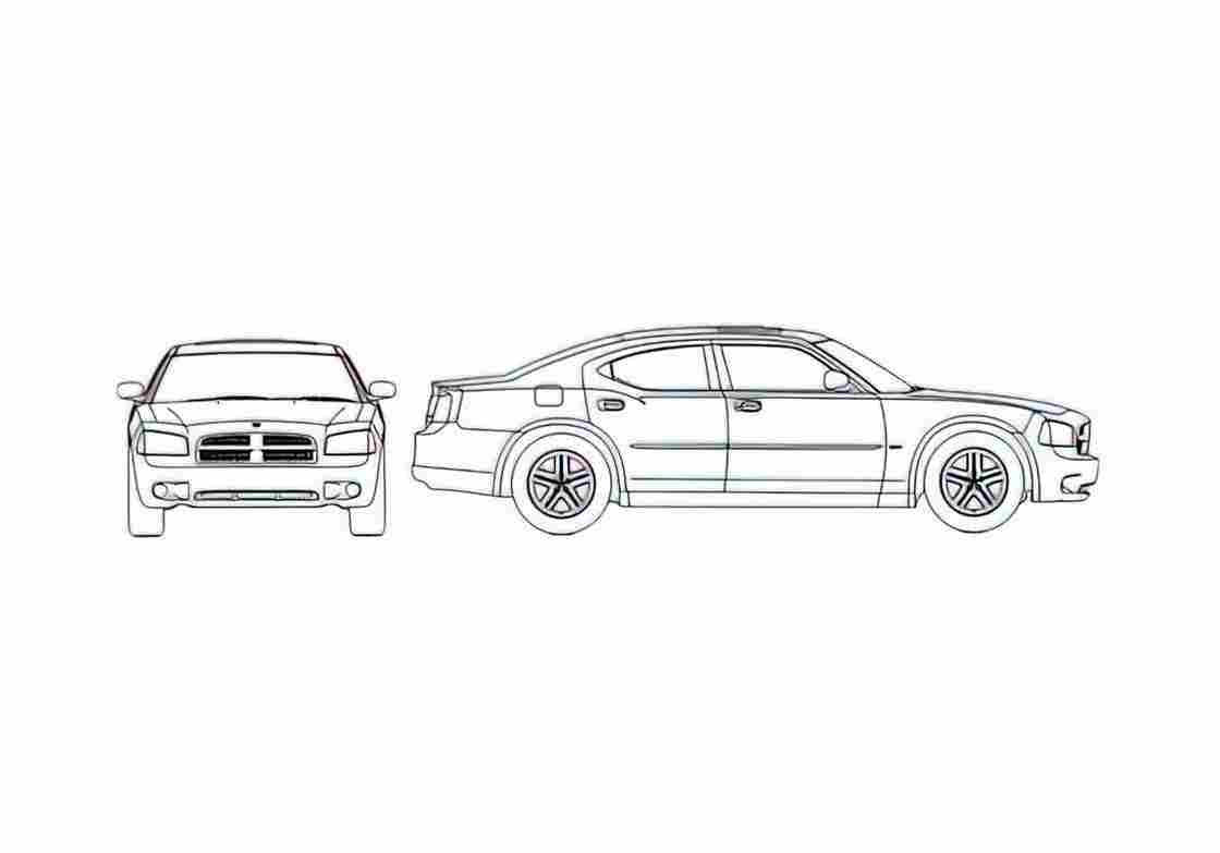 Blueprint Dodge Charger Sedan 2006 A4 Photo Print