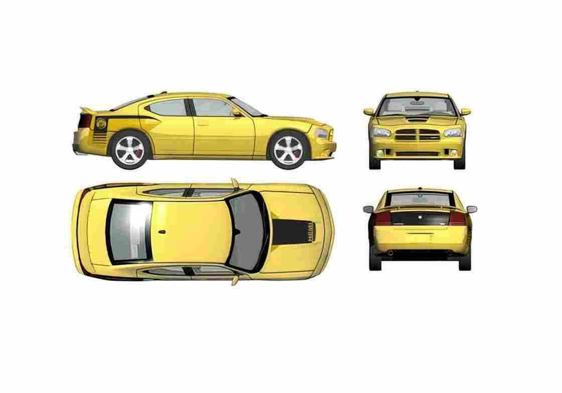 Blueprint Dodge Charger Super Bee SRT8 HEMI Sedan 2007 A4 Photo Print