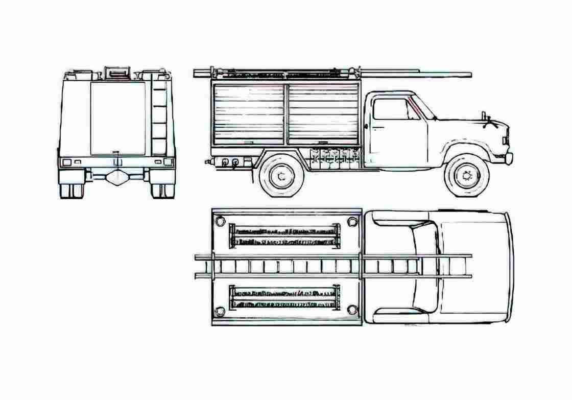 Blueprint Dodge D200 Fire Truck 1978 A4 Photo Print