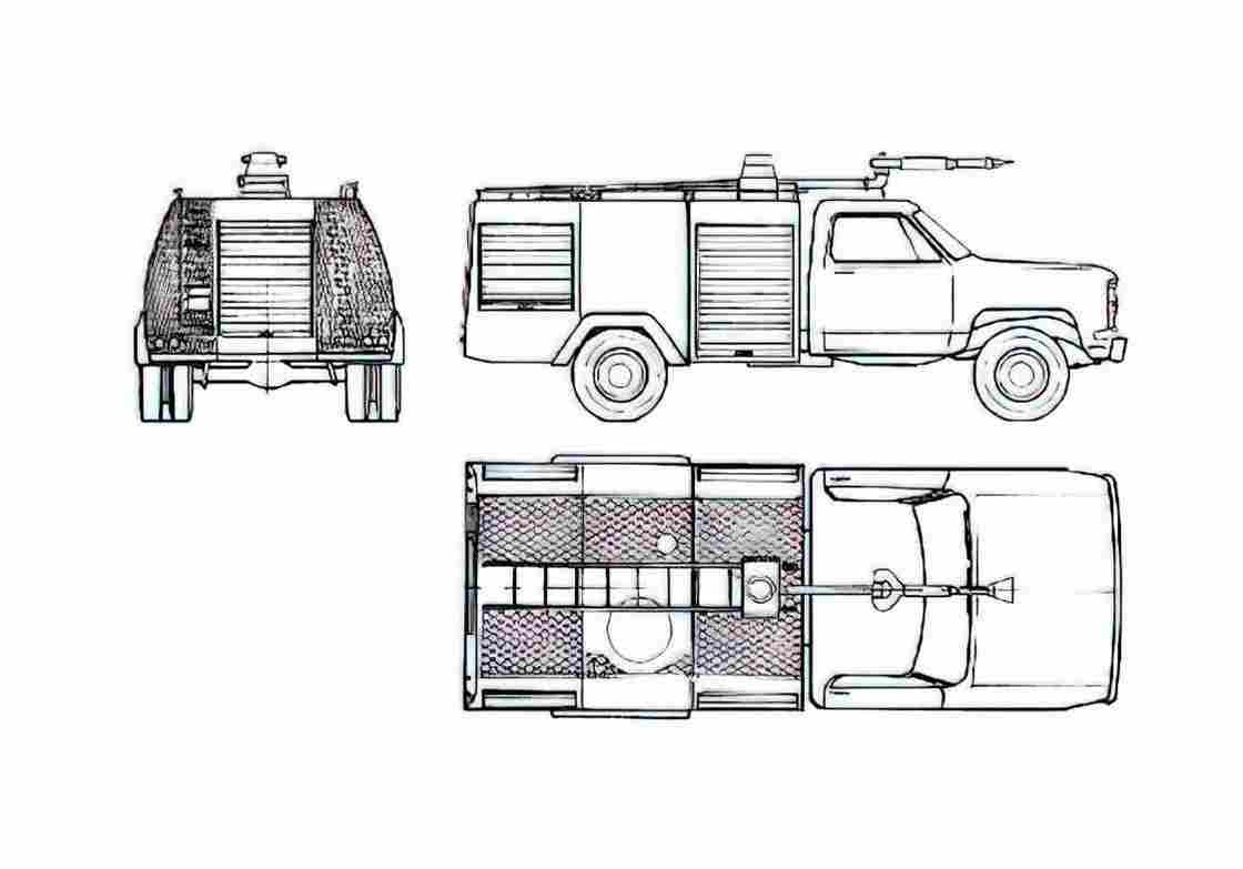 Blueprint Dodge D200 Fire Truck 1983 A4 Photo Print