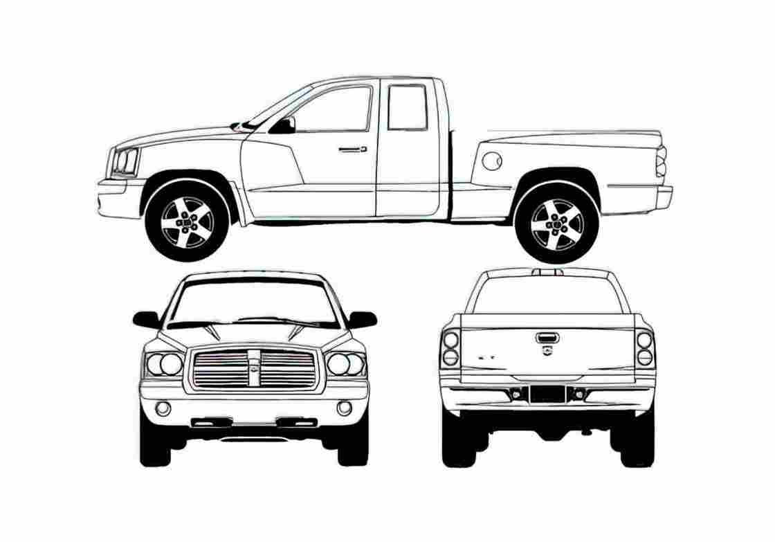 Blueprint Dodge Dakota Club Cab Pick up 2007 A4 Photo Print
