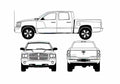 Blueprint Dodge Dakota Quad Cab Pick up 2007 A4 Photo Print