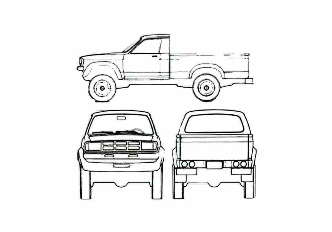 Blueprint Dodge Durango 4x4 Pick up 1986 A4 Photo Print