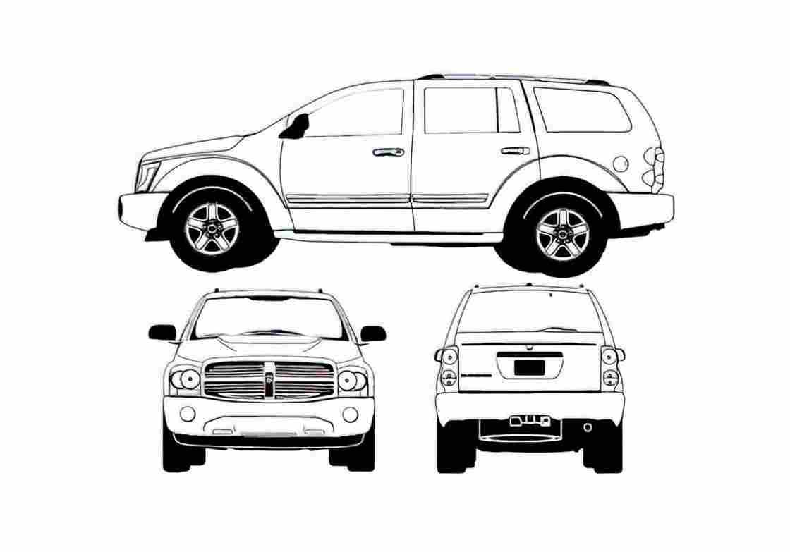 Blueprint Dodge Durango SUV 2007 A4 Photo Print