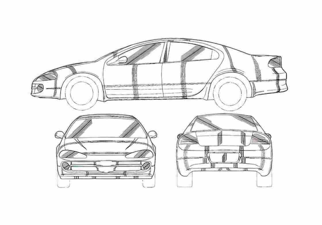 Blueprint Dodge Intrepid Concept Sedan 1997 A4 Photo Print