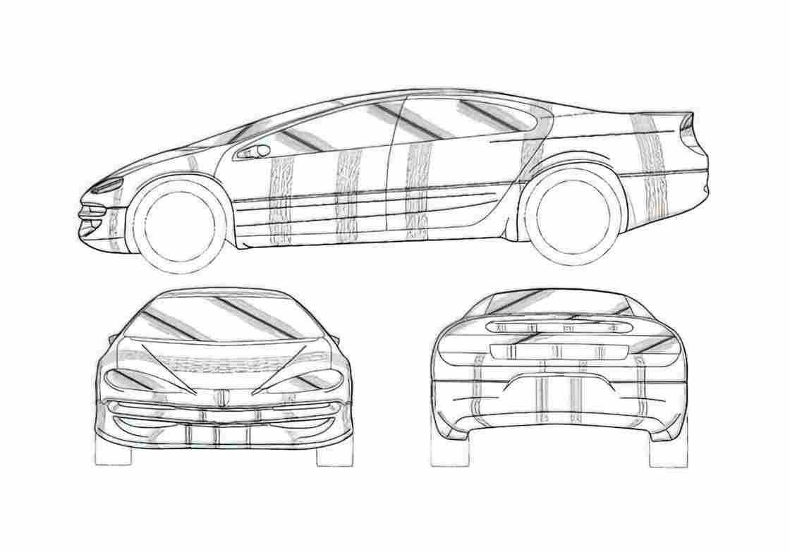 Blueprint Dodge Intrepid ESX Concept Sedan 1996 A4 Photo Print