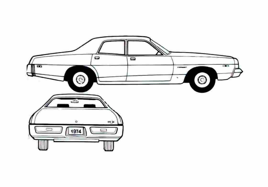 Blueprint Dodge Monaco 4 door Sedan 1974 A4 Photo Print